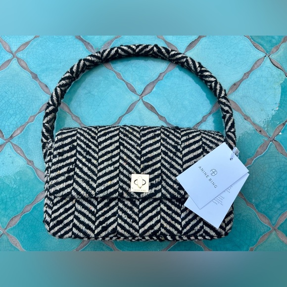 ANINE BING Nico Bag in Cream & Black Fishbone New with Tags! - Picture 15 of 16
